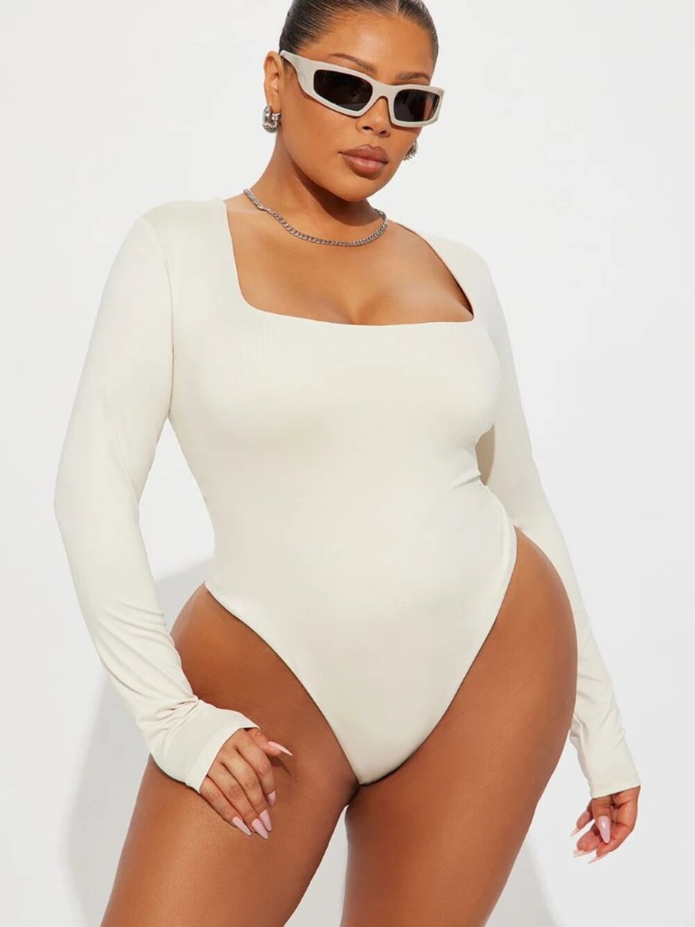 NWT Fashion Nova Contour Square Neck Bodysuits Black & Bone 2-Pack